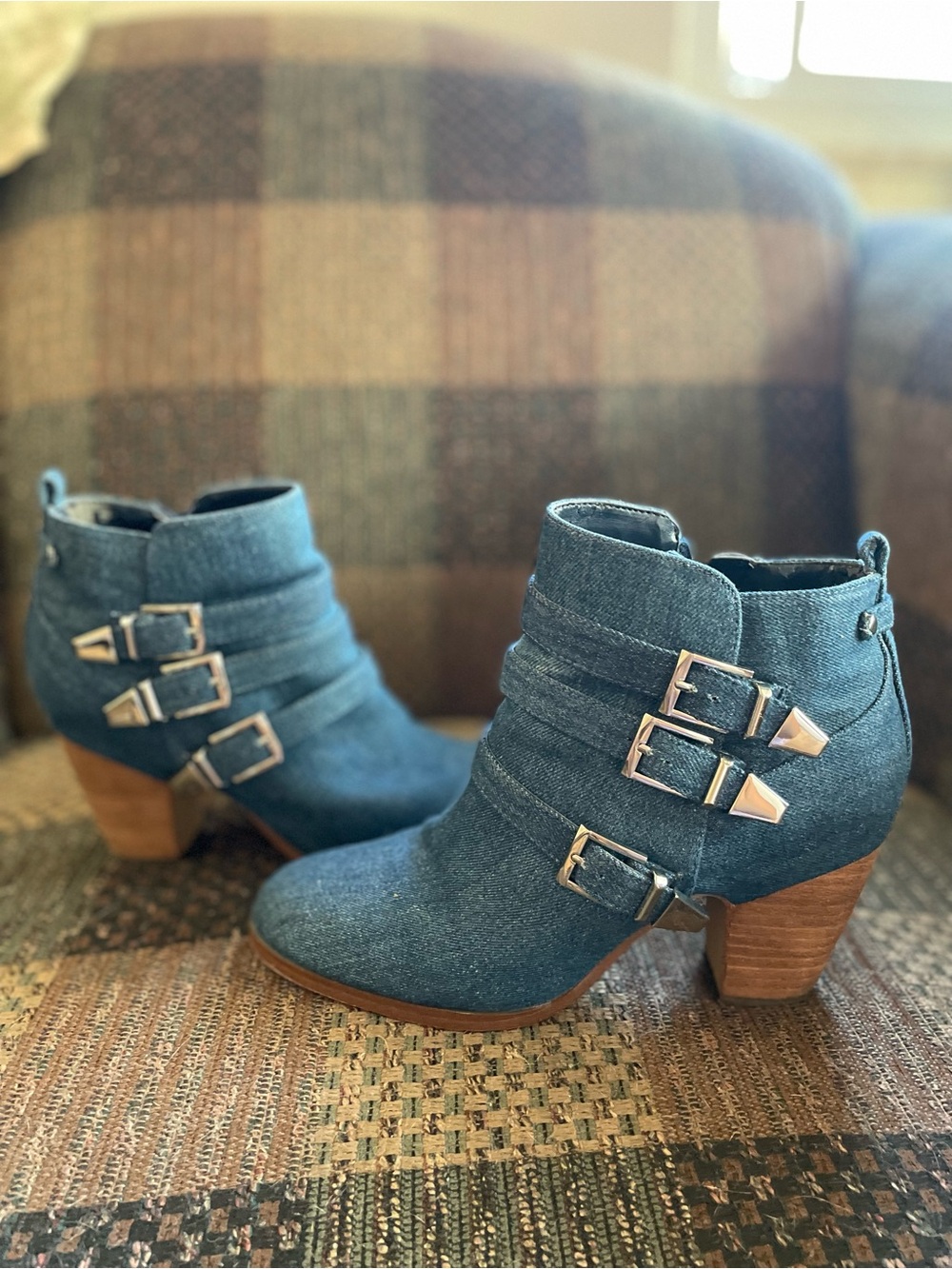 Crown Vintage Kalle blue denim ankle booties